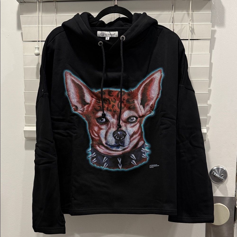 Joe Fresh Black Hoodie with Artistic Dog Design